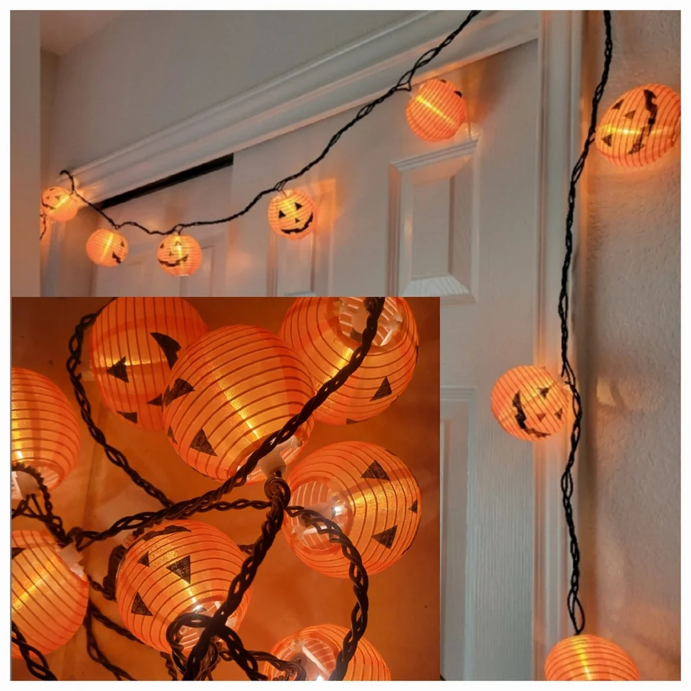 Halloween and Fall Pumpkin Lantern Orange Lantern Garland String Lights 10 count